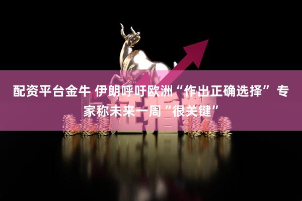 配资平台金牛 伊朗呼吁欧洲“作出正确选择” 专家称未来一周“很关键”