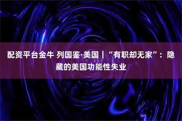 配资平台金牛 列国鉴·美国｜“有职却无家”：隐藏的美国功能性失业